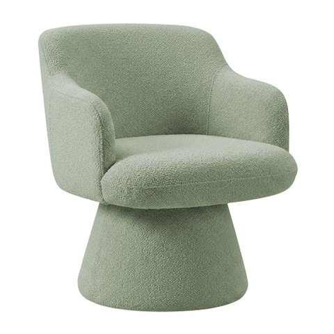 Poltrona Jade Base Cone Fixa Bouclé Verde Claro - Nexta Casa