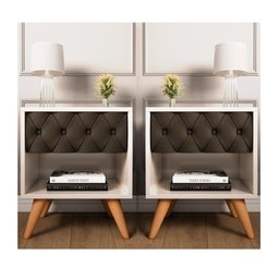 Kit 1 Cabeceira 1.60cm Queen 2 Mesa de Cabeceira Glamour Estofada  Vitoria Decor - 2