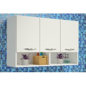 Módulo Aéreo 3 Portas Armário Parede Cozinha Multiuso Clickforte Armário Aéreo Parede 3 Portas Branc