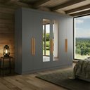 Ver imagem 3 de Guarda-roupa Casal Monte 6 Portas 2 Gavetas 100% Mdf com Espelho Onix - Pnr Móveis