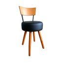 Ver imagem 3 de Conjunto Mesa de Jantar Redonda Preta com 4 Cadeiras Estofada Preta Encosto Madeira Urban