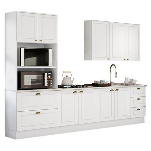 Cozinha Completa Americana 4 Peças com Torre Quente 2 Fornos Branco - Móveis Henn Branco
