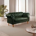 Ver imagem 1 de Sofá Chesterfield 2 Lugares Couro Sintético Verde Duque 150cm Yescasa