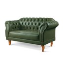 Ver imagem 3 de Sofá Chesterfield 2 Lugares Couro Sintético Verde Duque 150cm Yescasa