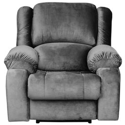 Poltrona do Papai Reclinável Elétrica com Entrada Usb Simon F05 Veludo Cinza - Lyam Decor - 1 Poltrona do Papai Reclinável Elétrica com Entrada Usb Simon F05 Veludo Cinza - Lyam Decor - 1