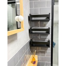3 Unidades - Prateleira Nicho para Banheiro Cosméticos Preto - 30 CM - 1