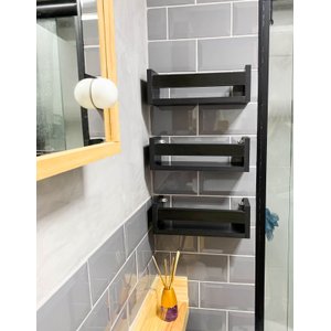 3 Unidades - Prateleira Nicho para Banheiro Cosméticos Preto - 30 CM