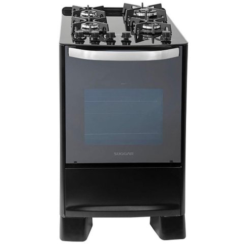 Fogão Suggar Master Grill 4 Queimadores Mesa Vidro Preto 220v Fgvmtg412pt