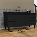 Ver imagem 4 de Gabinete de Cozinha Armário 144cm 5 Gavetas 2 Porta 100% MDF:Preto