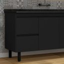 Ver imagem 2 de Gabinete de Cozinha Armário 144cm 5 Gavetas 2 Porta 100% MDF:Preto