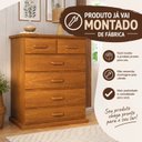 Ver imagem 5 de Cômoda 1x1 com 05 Gavetas Madeira Maciça Marrom/Mogno Mel