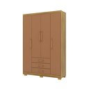 Ver imagem 2 de Guarda-Roupa Solteiro 4 Portas e 3 Gavetas Madri Marrom/Nature/Camarim