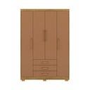 Ver imagem 3 de Guarda-Roupa Solteiro 4 Portas e 3 Gavetas Madri Marrom/Nature/Camarim