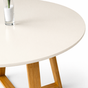 Ver imagem 3 de Mesa de Jantar Redonda Livia 90cm Off White com Base Mel em Eucalipto 4 Lugares