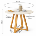 Ver imagem 5 de Mesa de Jantar Redonda Livia 90cm Off White com Base Mel em Eucalipto 4 Lugares