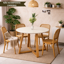 Ver imagem 2 de Mesa de Jantar Redonda Livia 90cm Off White com Base Mel em Eucalipto 4 Lugares