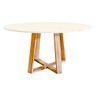 Mesa Redonda Jantar 90cm Livia Off White Base Madeira Maciça - 2