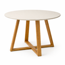 Ver imagem 6 de Mesa de Jantar Redonda Livia 90cm Off White com Base Mel em Eucalipto 4 Lugares