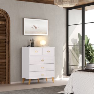 Cômoda Retrô 5 Gavetas Flex em Mdp 110x91x47cm
