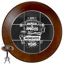 Conjunto Bistro para Varanda Pequena Alta com 4 Banquetas de Madeira e Azulejo - Familia e Amigos - 2