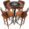 Conjunto Bistro para Varanda Pequena Alta com 4 Banquetas de Madeira e Azulejo - Familia e Amigos - 1