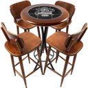 Ver imagem 1 de Conjunto Bistro para Varanda Pequena Alta com 4 Banquetas de Madeira e Azulejo - Familia e Amigos