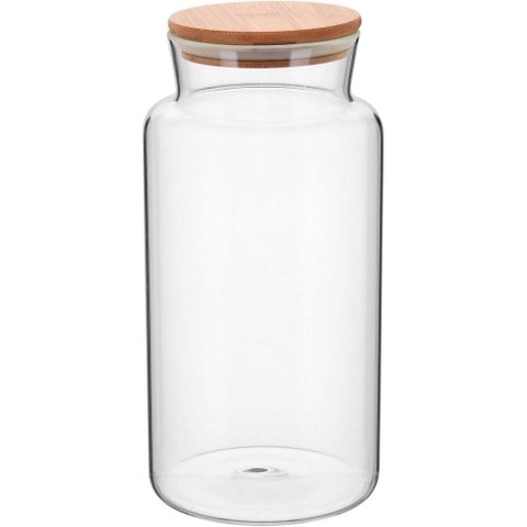 Pote 26x13x13cm 2,8l Borosilicato Transp com Tampa Bambu