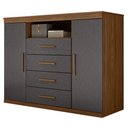 Ver imagem 1 de Cômoda Quarto 129cm 4 Gavetas 2 Portas Savana Jatobá/Grafite S01 - Mpozenato