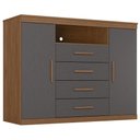Ver imagem 6 de Cômoda Quarto 129cm 4 Gavetas 2 Portas Savana Jatobá/Grafite S01 - Mpozenato