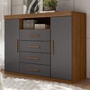 Ver imagem 2 de Cômoda Quarto 129cm 4 Gavetas 2 Portas Savana Jatobá/Grafite S01 - Mpozenato