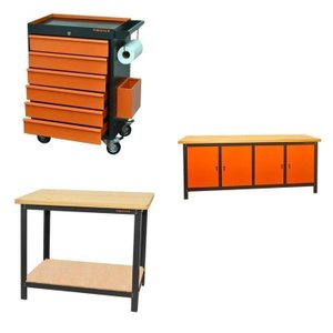Conjunto Bancada para Ferramentas 200cm Carro de Ferramentas Profissional 6 Gavetas Presto