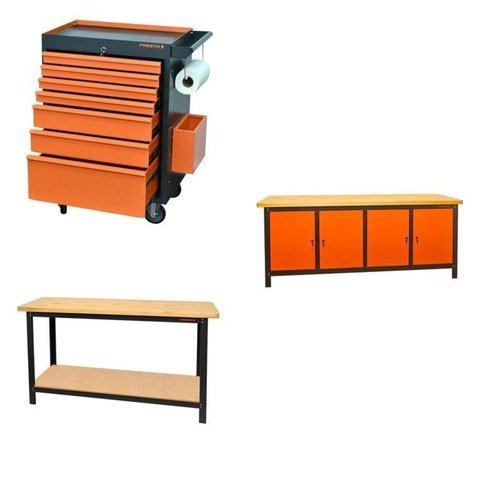 Conjunto Bancada para Ferramentas 200cm Carro de Ferramentas Profissional 7 Gavetas Presto