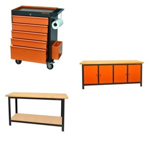 Conjunto Bancada para Ferramentas 200cm Carro de Ferramentas Profissional 5 Gavetas Presto