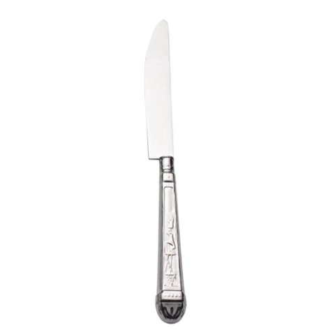 Faca de Sobremesa Aço Inox 301 Decorado 20cm Prateado Cozinha Bolo Torta Doce Avulso