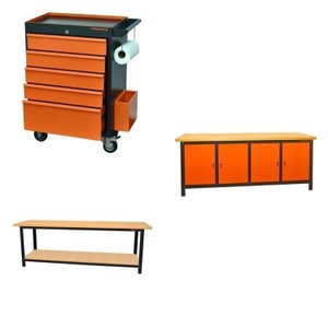 Conjunto Bancada para Ferramentas 200cm Carro de Ferramentas Profissional 5 Gavetas Presto