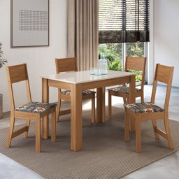 Conjunto Sala de Jantar 1 Mesa 4 Cadeiras Versalhes - 1
