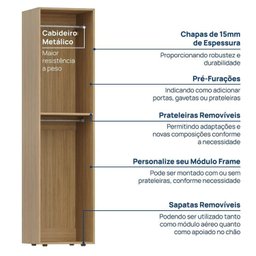 Módulo 45x180 1 Porta 3 Gavetas Frame Cabecasa madeiramadeira - 7