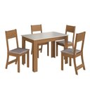 Ver imagem 3 de Conjunto Sala de Jantar 1 Mesa 4 Cadeiras Versalhes Amarelo/Freijó/Off-White