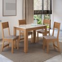 Ver imagem 1 de Conjunto Sala de Jantar 1 Mesa 4 Cadeiras Versalhes Amarelo/Freijó/Off-White