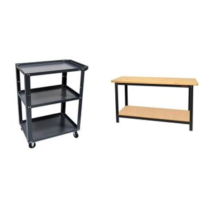 Conjunto 1 Bancada Profissional 150cm 1 Carro Aberto em Aço para Ferramentas Presto