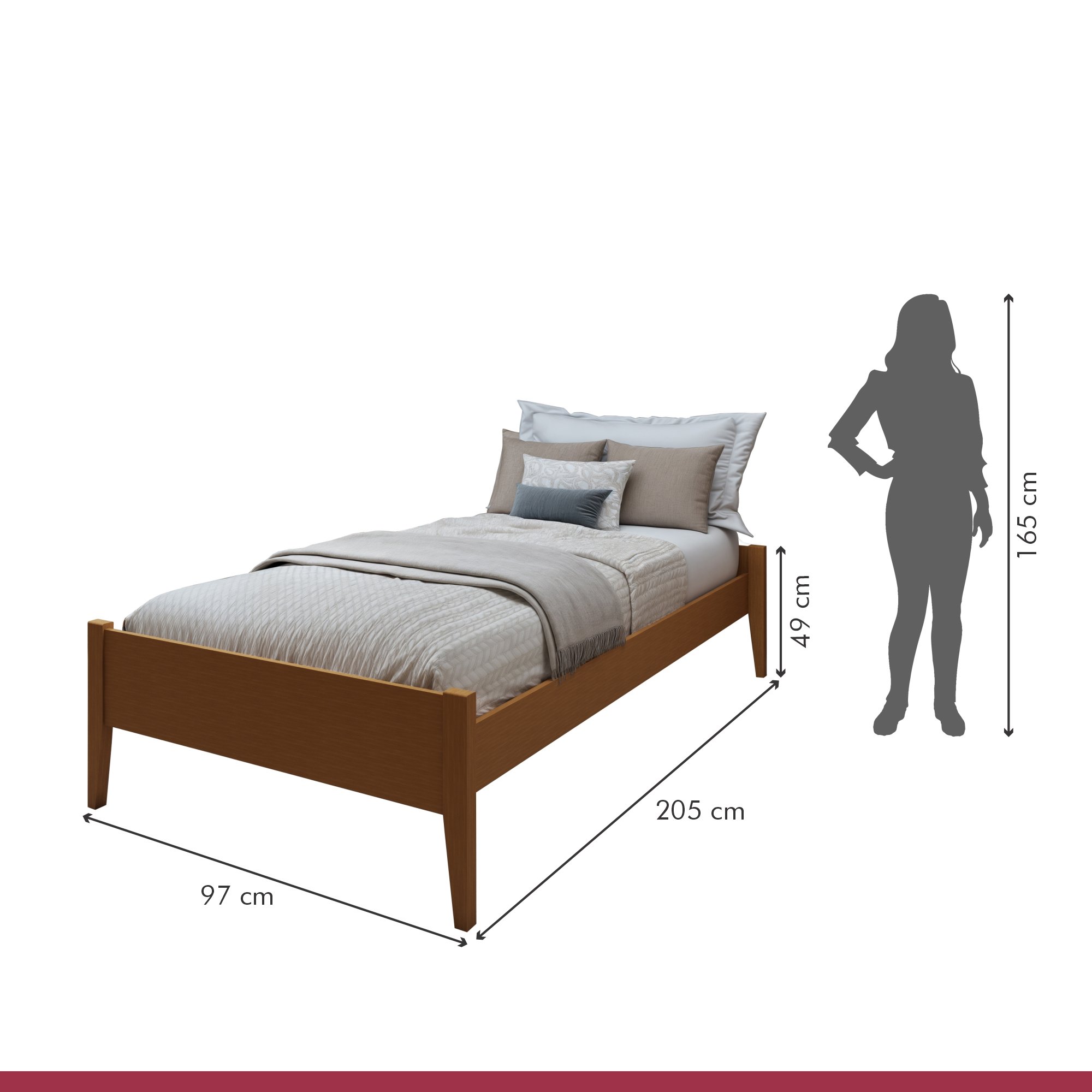 Cama Solteiro 90cm Turca Slim em Madeira Maciça - 6