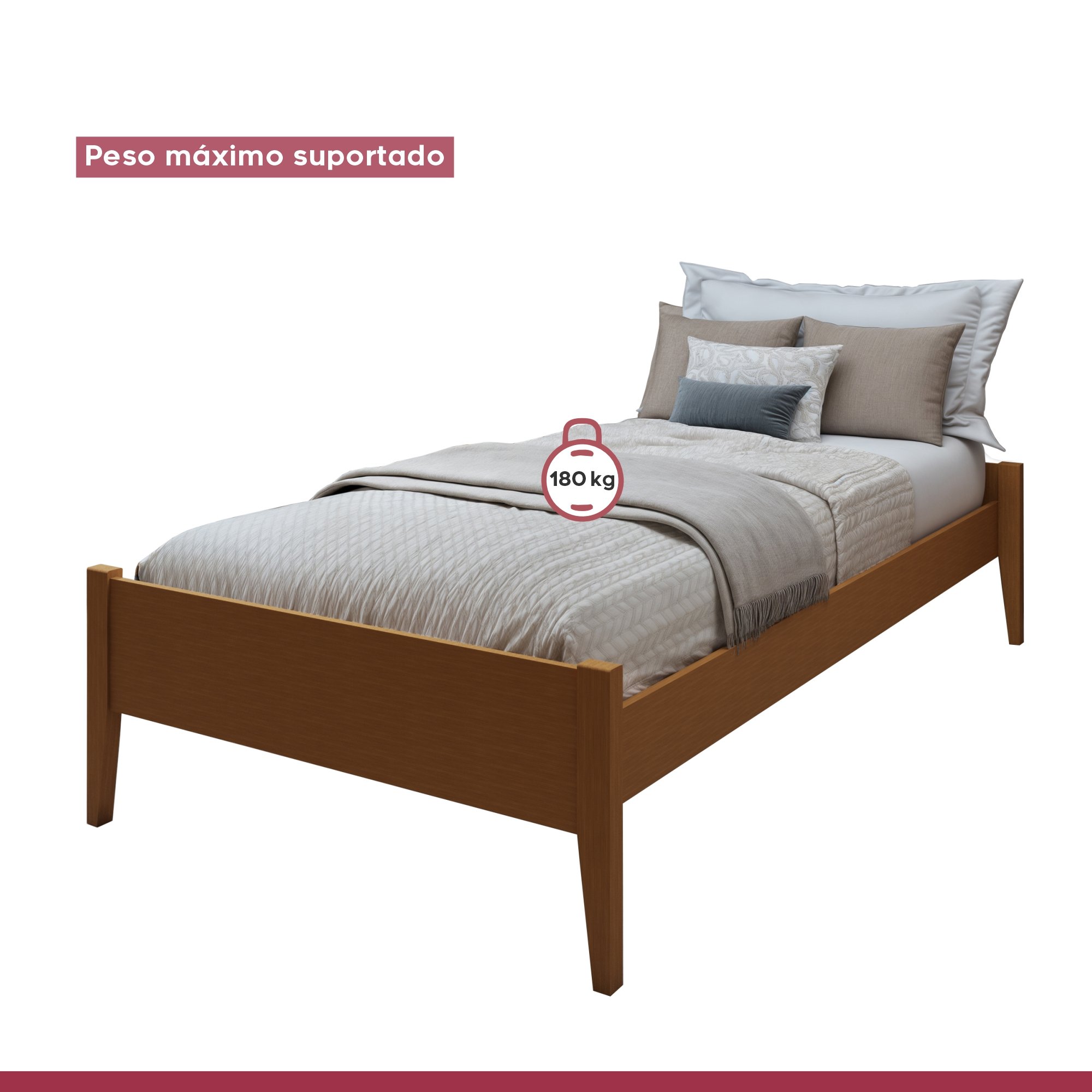 Cama Solteiro 90cm Turca Slim em Madeira Maciça - 5