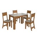 Ver imagem 3 de Conjunto Sala de Jantar 1 Mesa Tampo MDP Retangular 4 Cadeiras Versalhes Amarelo/Freijó/Off-White/Bege
