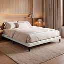 Ver imagem 1 de Cama Japonesa King Size Veneza 200cm Base Box Orgânica Bouclê Estofada Pés de Ferro:Bouclê Bege Clar