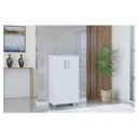 Ver imagem 4 de Cômoda 867 4 Gavetas com Armário Multiuso 2 Portas Pequeno Branco Brilho - Poquema