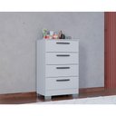 Ver imagem 2 de Cômoda 867 4 Gavetas com Armário Multiuso 2 Portas Pequeno Branco Brilho - Poquema