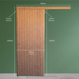 Porta de Correr de Madeira Ripada Completa 210x82cm com Fechadura e Ferragens  - 4