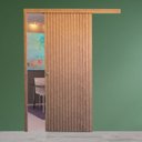 Ver imagem 2 de Porta de Correr de Madeira Ripada Completa 210x82cm com Fechadura e Ferragens