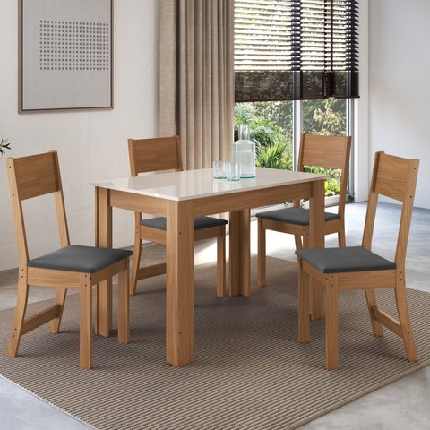 Conjunto Sala de Jantar 1 Mesa 4 Cadeiras Versalhes