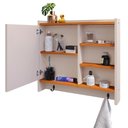 Ver imagem 5 de Espelheira de Banheiro Armarinho Suspenso com Porta Ganchos Prateleira Organizadora Genova - Off Whi